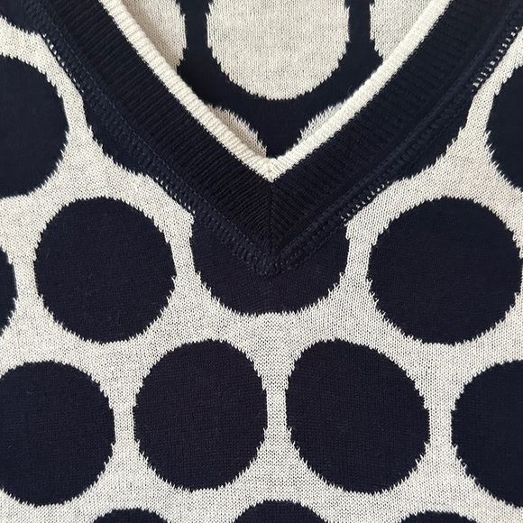 CAbi | Volley Reversible Navy and White Polka Dot Short Sleeve Pullover Sweater - Picture 4 of 16